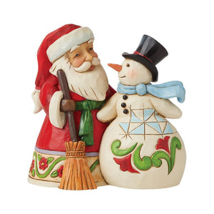 Heartwood Creek Santa and Snowman Figurine Pint Sized