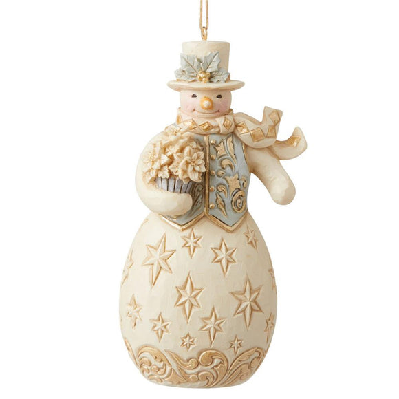 Holiday Snowman/Flowers Ornament