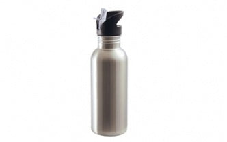 Customizable 600ml Stainless Steel Water Bottle Straw Top - Silver
