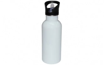 Customizable 600ml Stainless Steel Water Bottle Straw Top - White