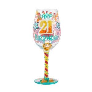 "Happy 21st Birthday" Wine Glass