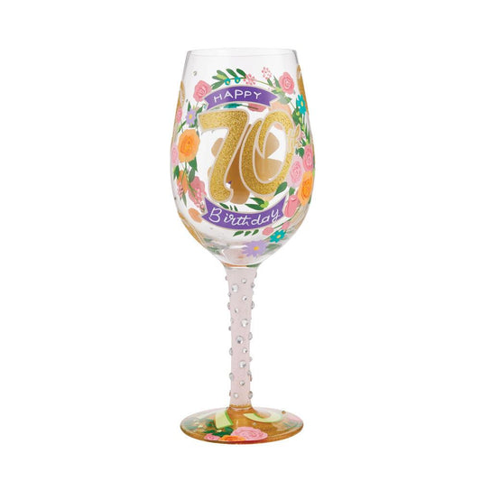 Happy 70th Birthday Wine Glass