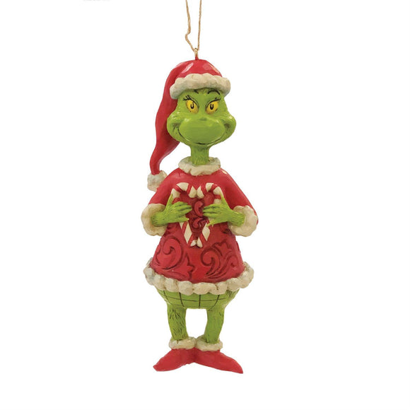 Grinch Holding Candy Cane Ornament