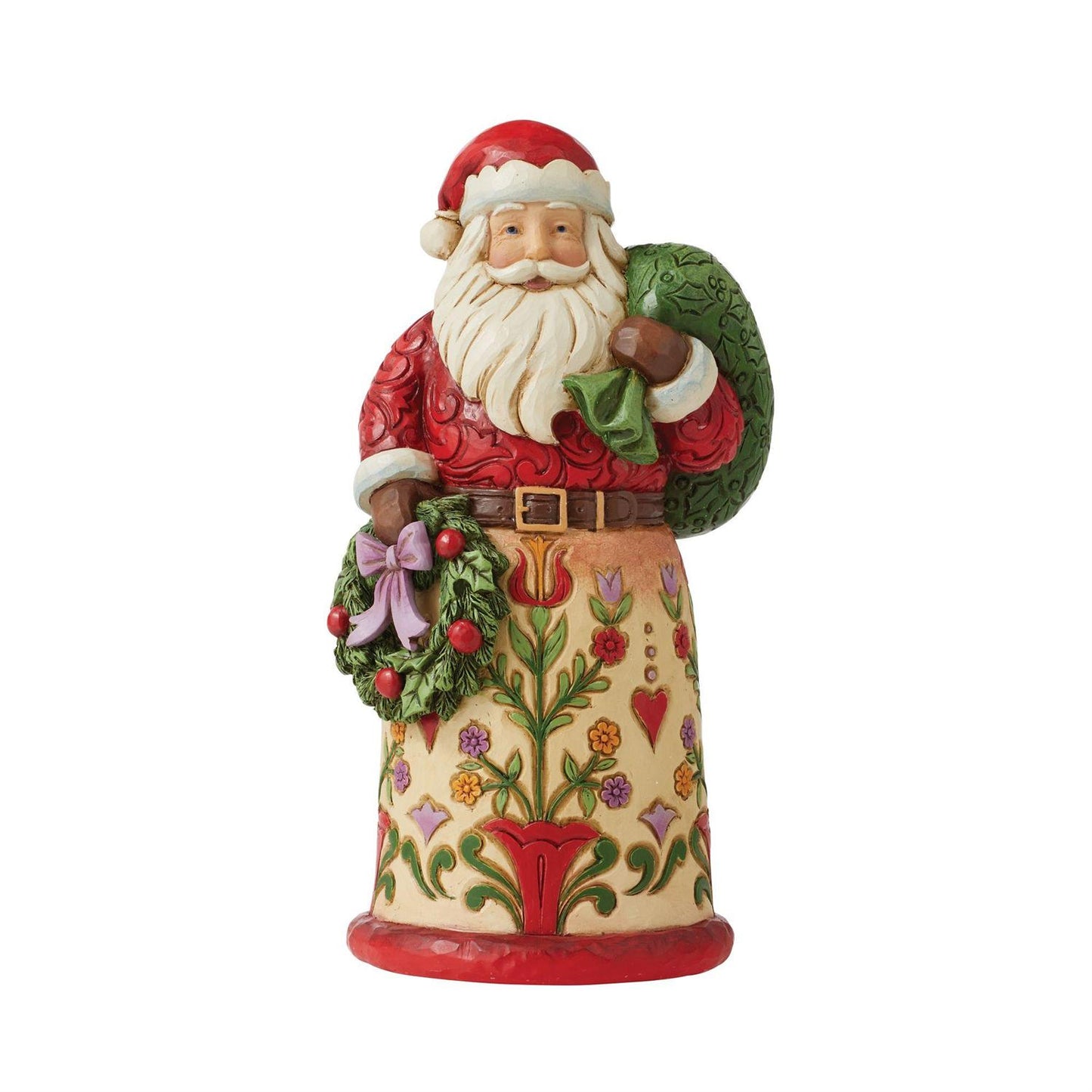 Santa Holding Wreath and Bag