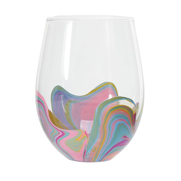Pink Groove Wine Glass