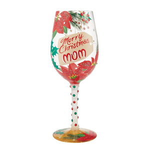 "Merry Christmas Mom" Wine Glass