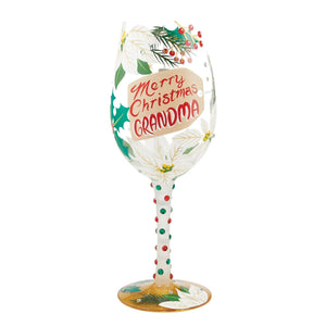 Lolita Merry Christmas Grandma Wine Glass