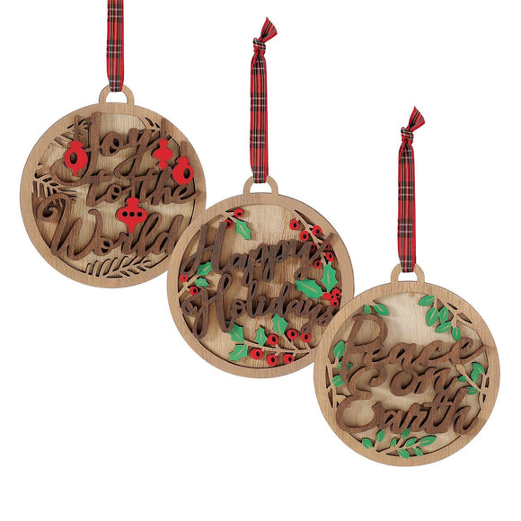 Round Wooden Christmas Ornament