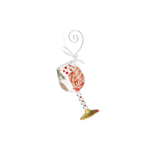 Mini Wine Merry Christmas Mom Ornament