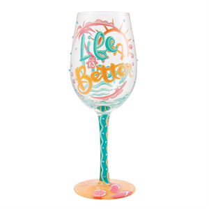 "Life At The Beach" Wine Glass