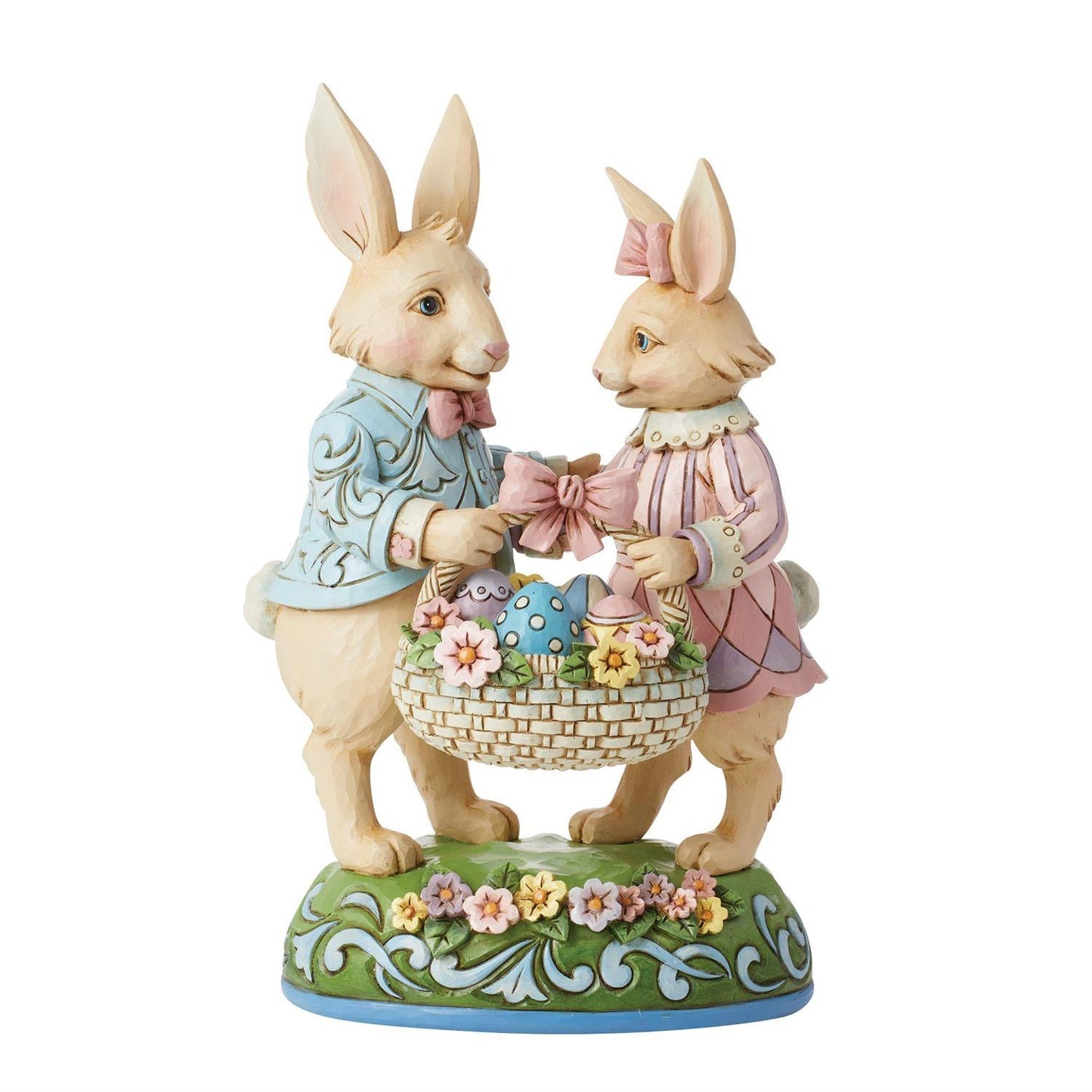 Jim Shore Bunny Couple with Basket Figurine