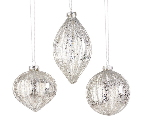Silver Ornament with Glitter