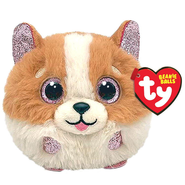 TY Plushie-Tanner Brown and White Dog Beanie Balls