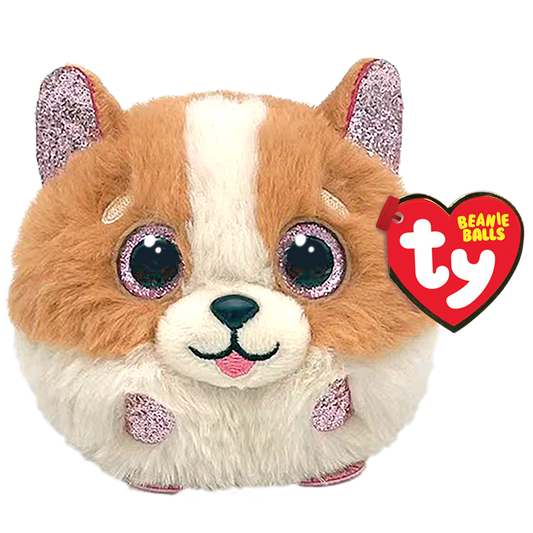 TY Plushie-Tanner Brown and White Dog Beanie Balls