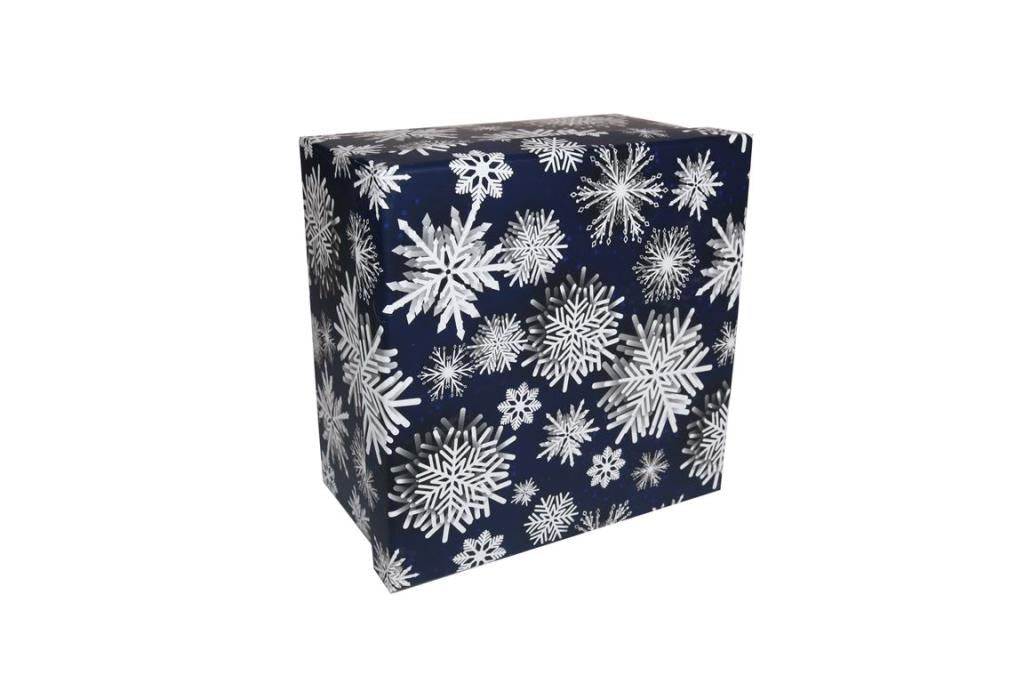 Square Gift Boxes Snowflakes on Blue-2