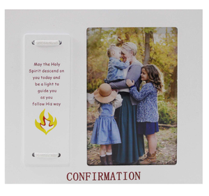 "Confirmation" White Wooden Frame (4x6) with Message Tile