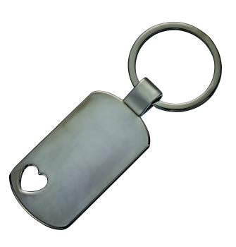 Rectangular Heart Engravable Key Ring