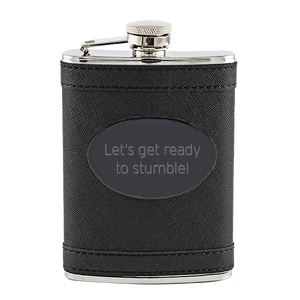 Black Leather Wrapped Flask with Black Plate