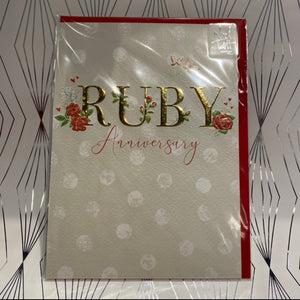Ruby 40th Anniversary Card - Flowers