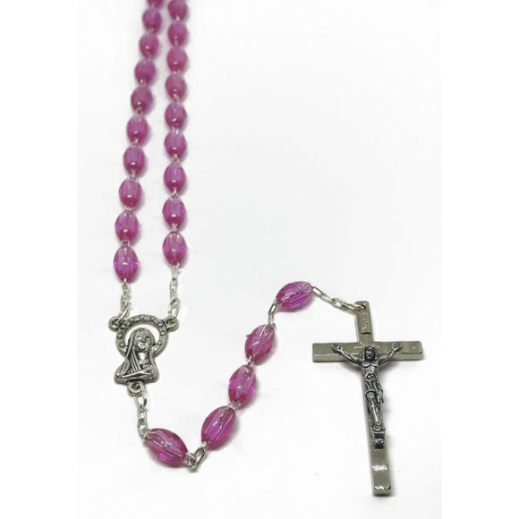 Plastic Oval Bead Rosary Purple