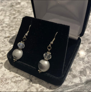 Marble Bead and Crystal Earrings
