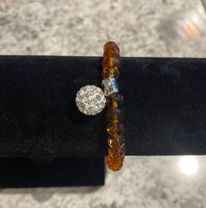 Orange Bead and Crystal Bracelet