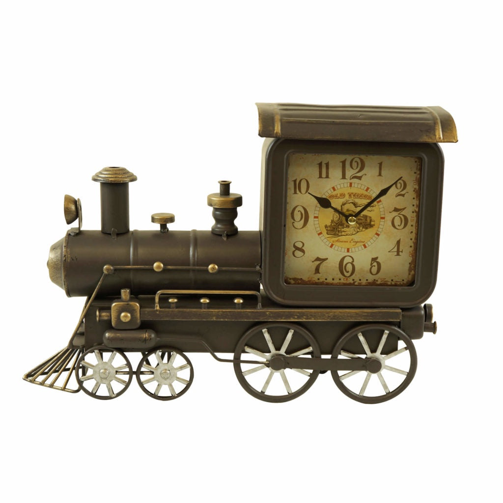 Distress Grey Vintage Train Tabletop Clock