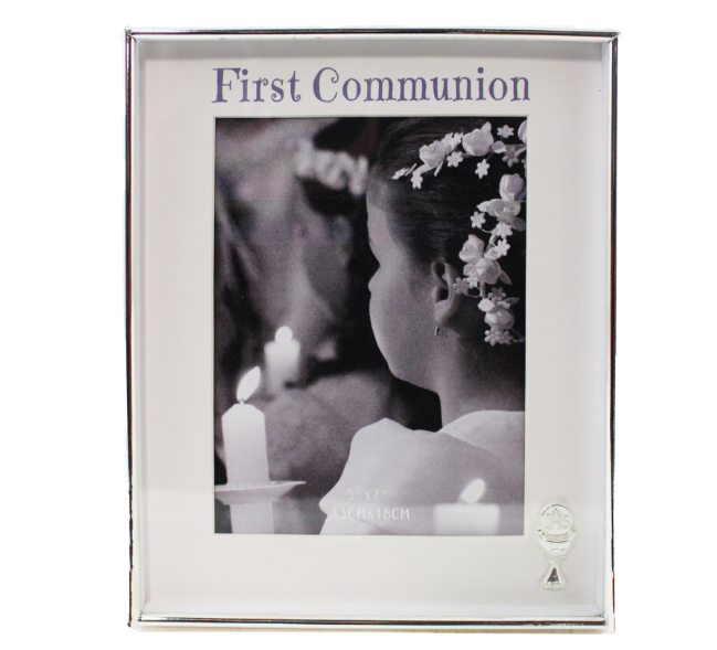 White and Silver First Communion Frame (5x7)