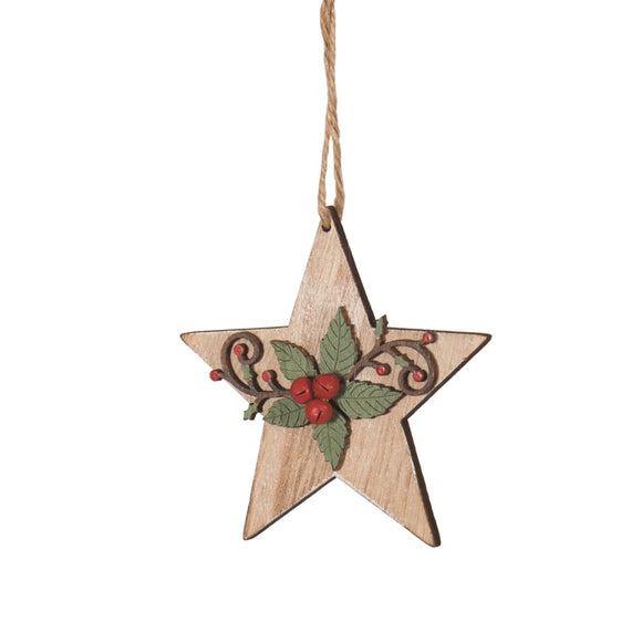 Natural Wood Star Ornament
