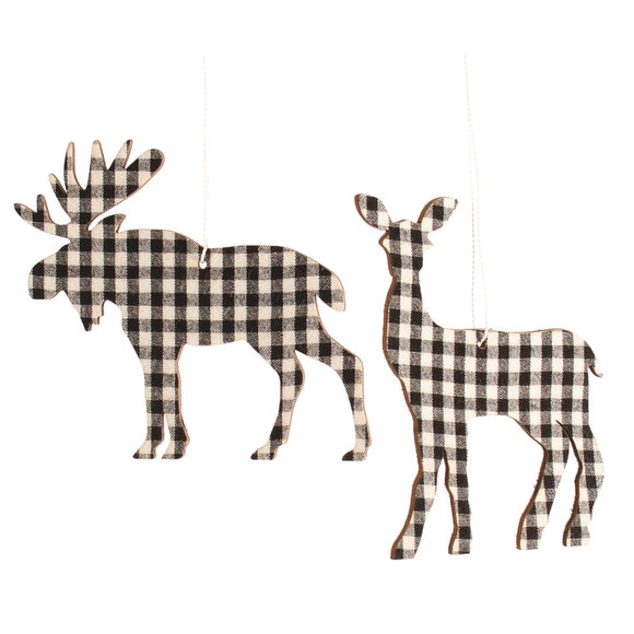 Black & White Wood Animal Ornaments