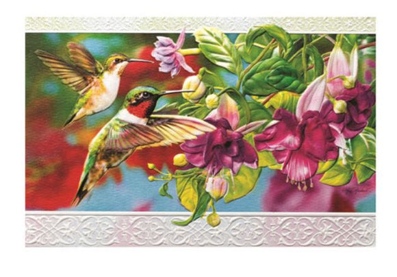 Hummingbird and fuschia Happy Birthday Card