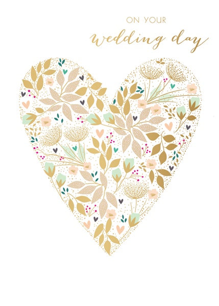 On Your Wedding Day Floral Heart Card