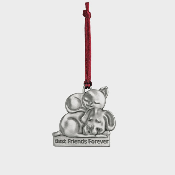 Cat & Dog Best Friends Forever Pewter Ornament
