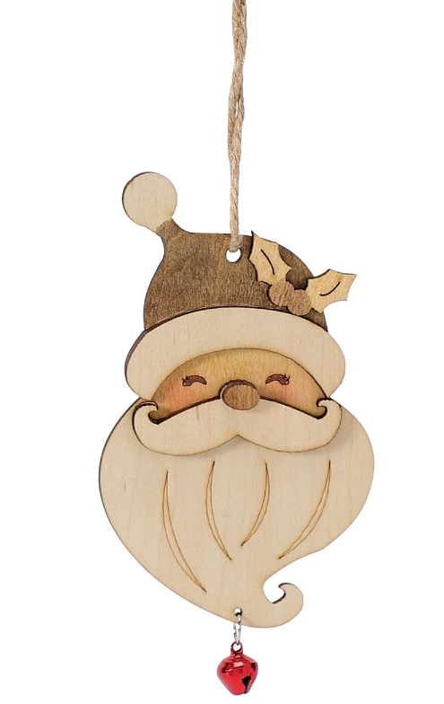 Wooden Santa Face Ornament