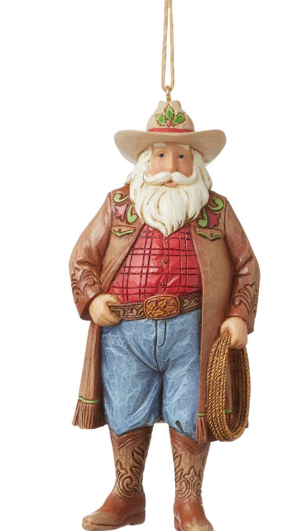 Western Santa with Cowboy Hat Ornament