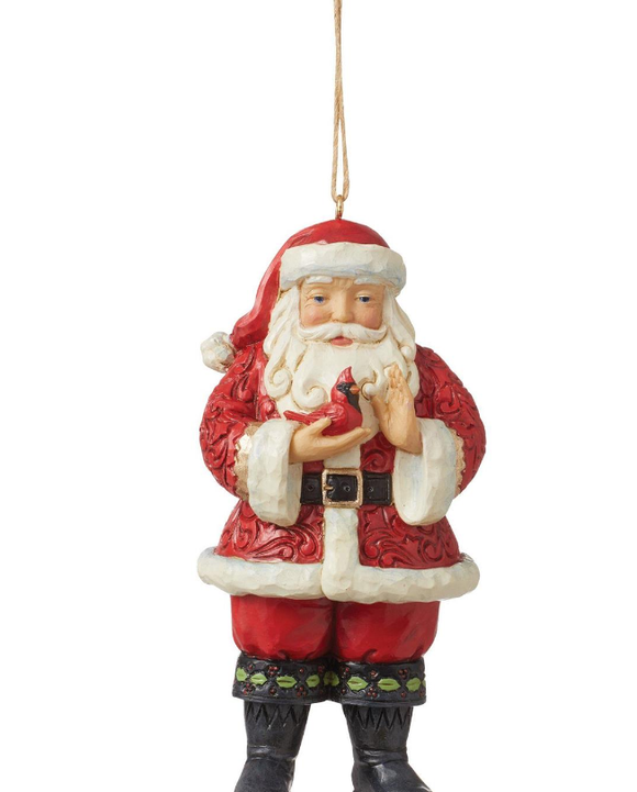 Santa with Cardinal in Hands Ornament