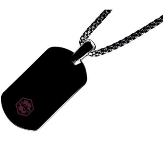 Medical ID Black Pendant with Chain