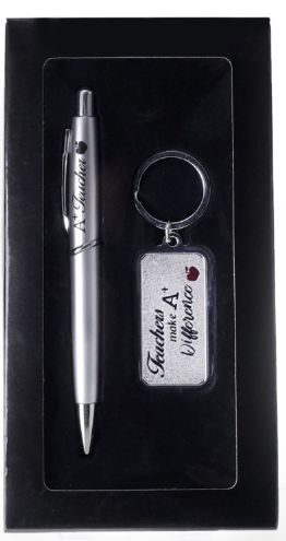 Teacher Pen and Keychain Set - “Teachers Make A+ Difference”