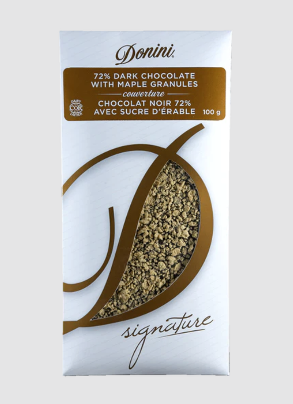 Donini 72% Dark Chocolate Maple Granules Bar