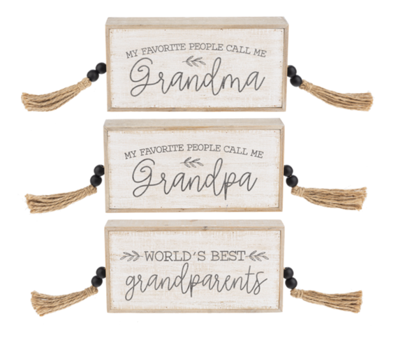 Grandparent Message Block with Beaded Tassels