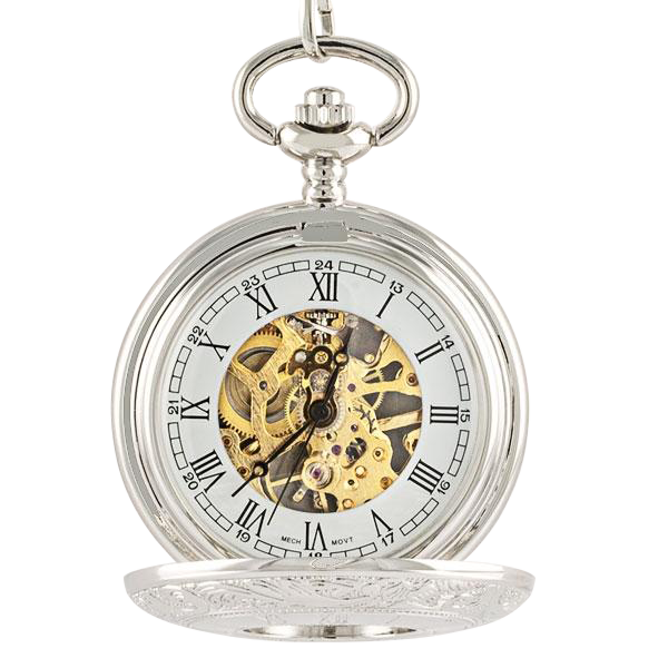 Skeleton Gold Dial Pocket Watch