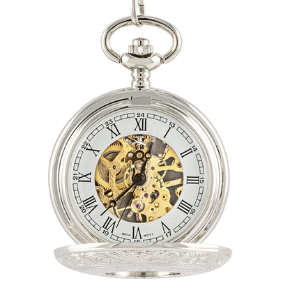 Skeleton Gold Dial Pocket Watch