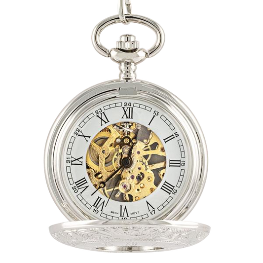 Skeleton Gold Dial Pocket Watch