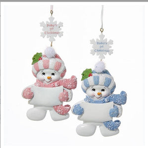 5.25"RESIN "BABY'S 1ST CHRISTMAS" SNOWMAN Ornament