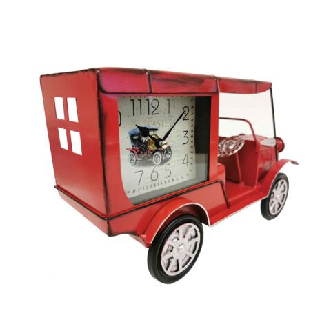 Distressed Red Vintage Car Metal Table Clock