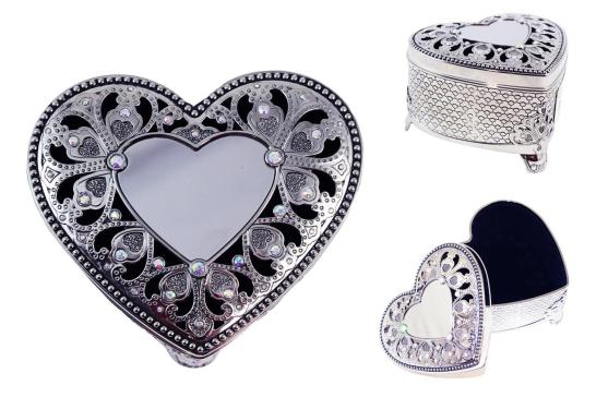 Heart Trinket Box with Engravable Plate