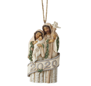 White Woodland Holy Family Dated Ornament
