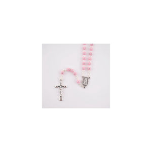 Pink Plastic Rosary with Rhinestones
