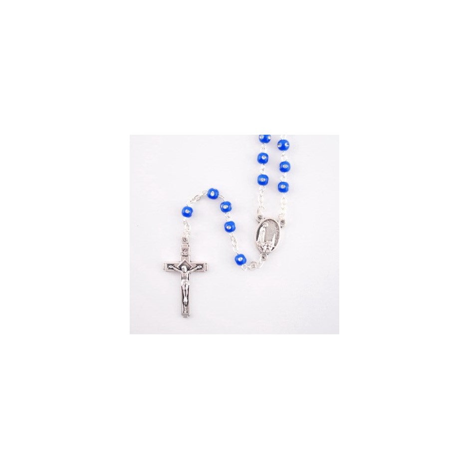 Sapphire Plastic Rosary with Rhinestones