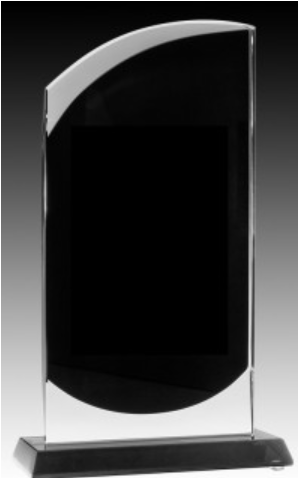 ONYX Clear glass with black plaque 7 1/4"